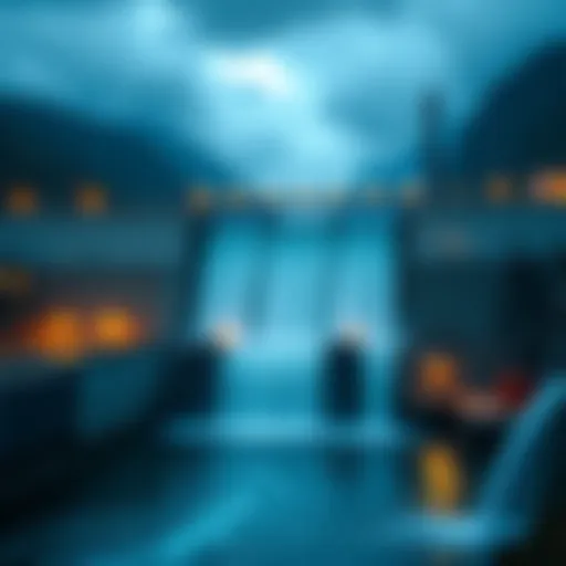 A hydroelectric power plant with water flowing, used for cryptocurrency mining investment