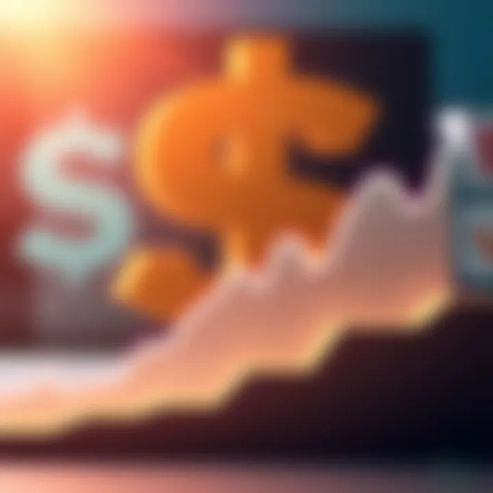 A line graph showing rising inflation rates over time, with a dollar symbol in the background representing the economic impact.