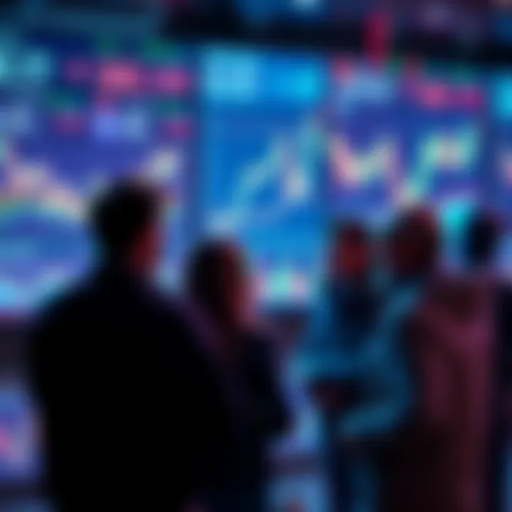 Social media influencers talking about XRP investment trends in front of a digital screen showing cryptocurrency charts