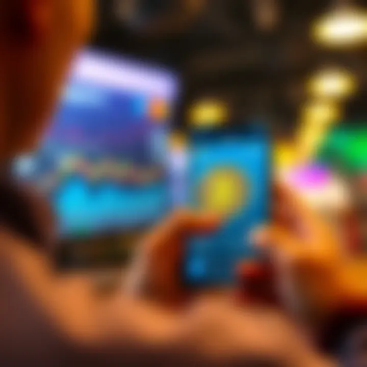 A person reviewing Bitcoin prices on a mobile app, planning monthly investments with money symbol in view