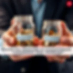 A person holding two jars, one labeled 'Diversify' filled with various coins and the other labeled 'Consolidate' with fewer coins, symbolizing investment strategies.
