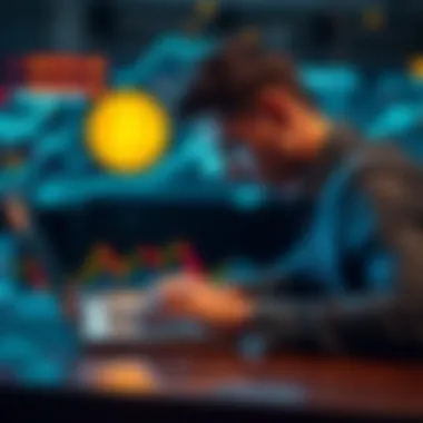A person looking at a Bitcoin graph on a laptop, contemplating investment decisions amidst a bullish market