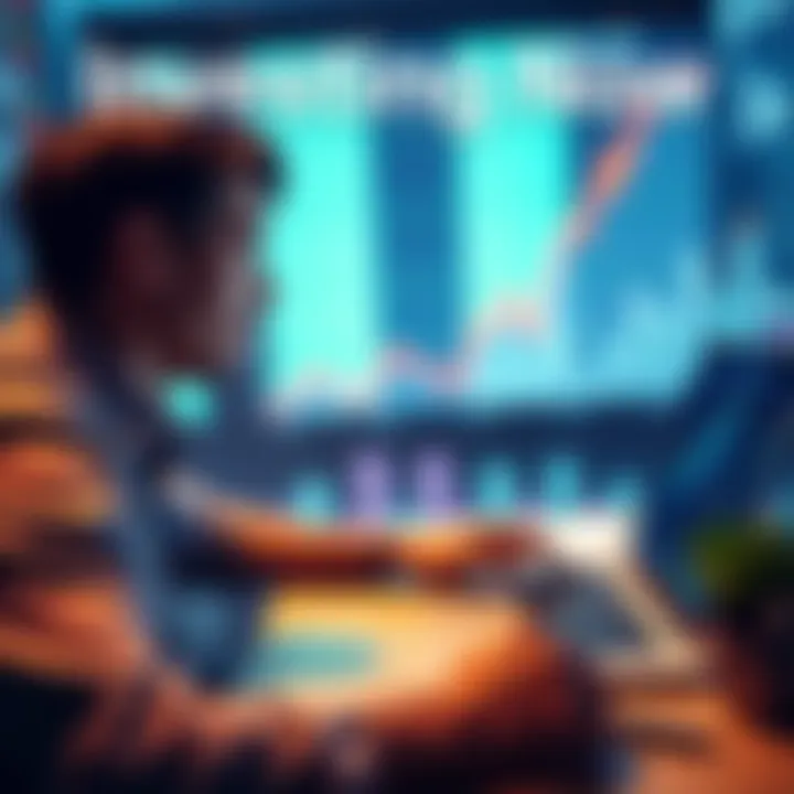 A person contemplating investment options with a laptop and charts showing upward trends, symbolizing the importance of timely investments.