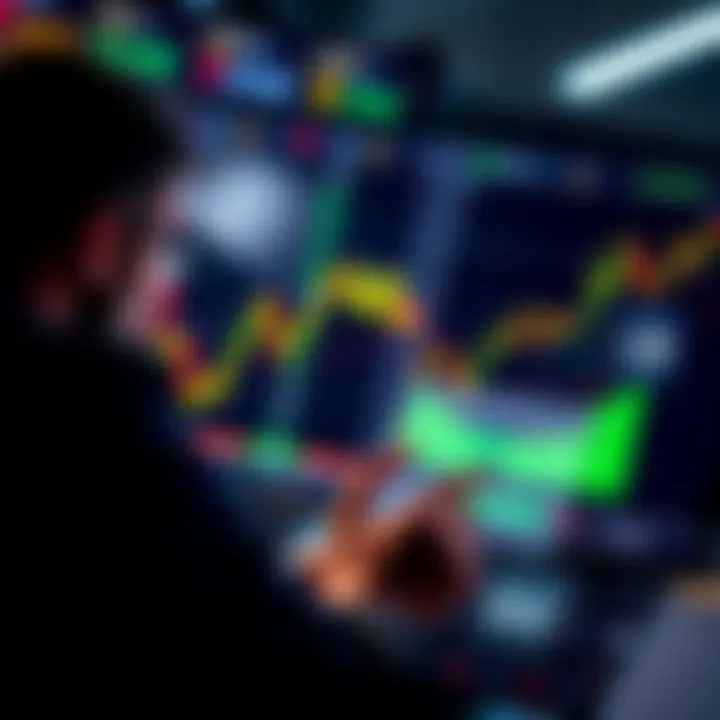 A person analyzing stock charts with a focus on the $0.45 price level, highlighting investment strategy and market trends.