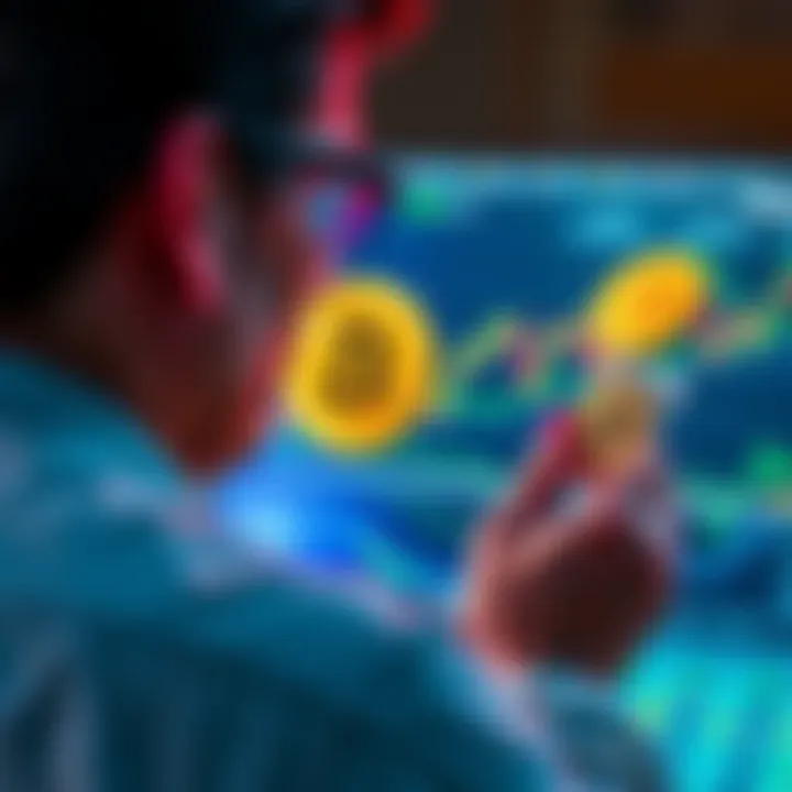 Person looking at Bitcoin chart with retirement savings in hand