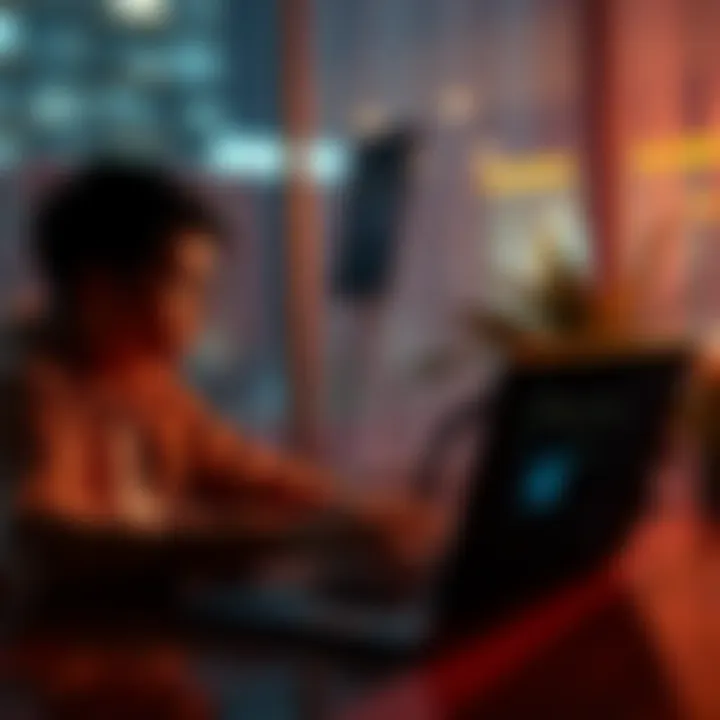 Individual looking at various investment opportunities on a laptop, contemplating a project swap
