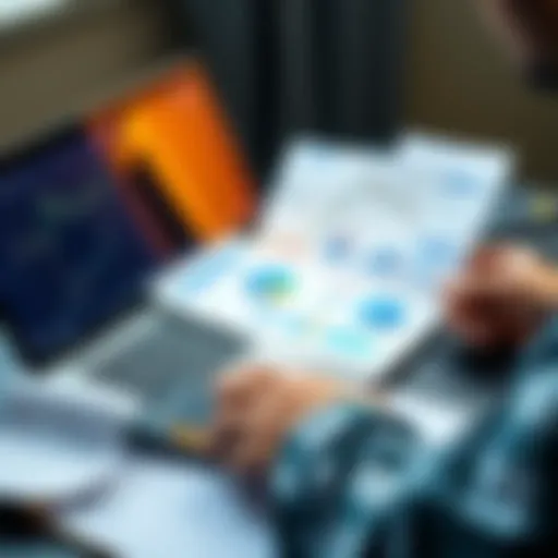 A person analyzing financial charts and graphs on a laptop, surrounded by notes and a calculator, focused on improving their investment strategy.
