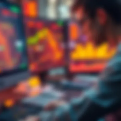 A person analyzing financial charts on a computer with graphs and data for investment planning