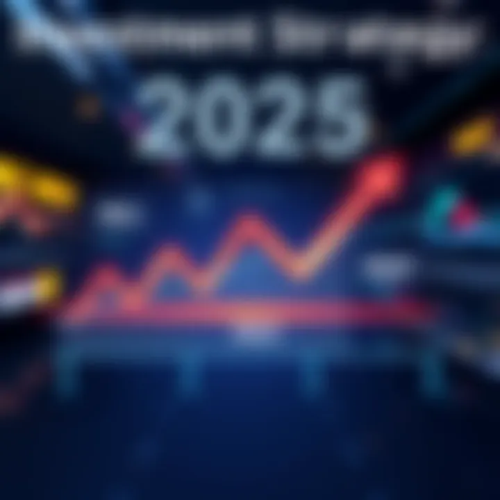 A graph illustrating investment strategies for the end of 2025, showing options for selling or holding investments, with arrows depicting market movement.