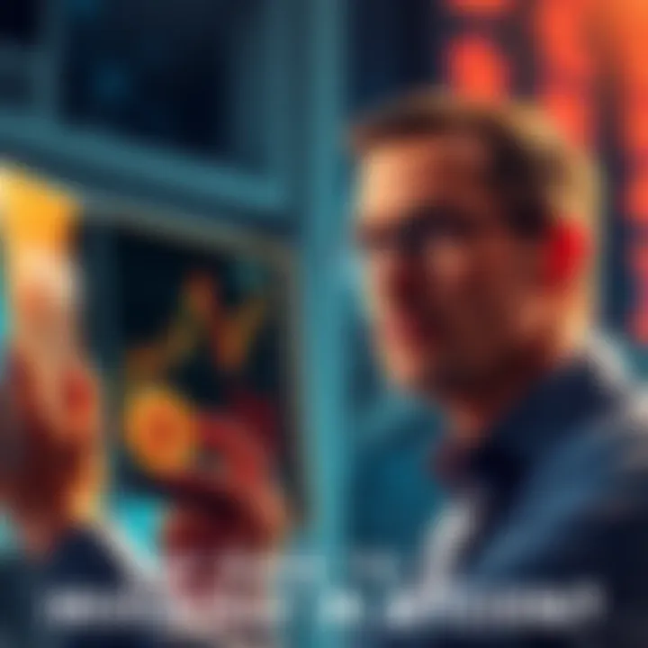 A person looking at two graphs, one showing S&P 500 performance and the other Bitcoin trends, with a thoughtful expression.
