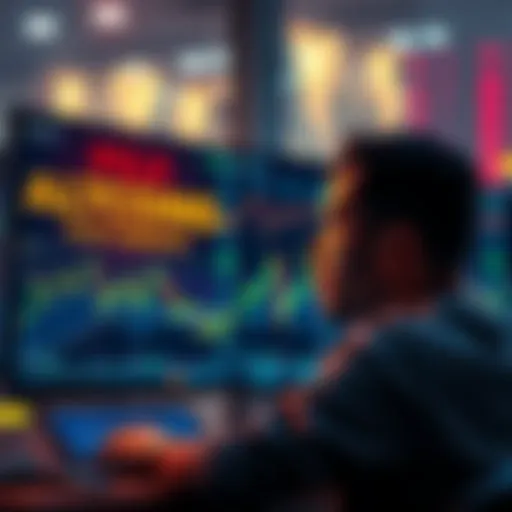 A person looking at a screen with cryptocurrency graphs, contemplating altcoin investments for growth.