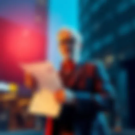 An investor confidently holding a financial report, symbolizing commitment to his Kaspa investment despite potential losses.