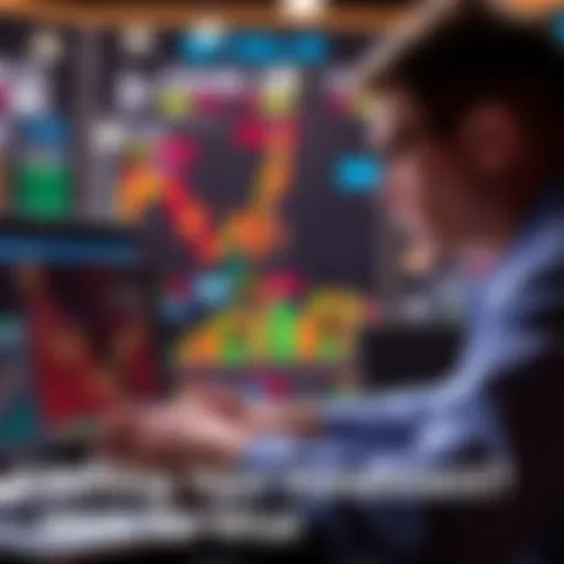 A person analyzing a stock chart on a laptop, showing concern about selling investments.