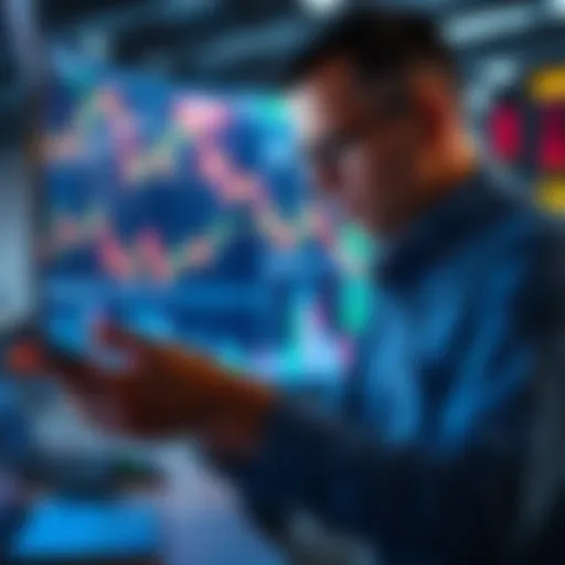 A focused investor studies market graphs and charts, considering buying and selling strategies for better investment returns.