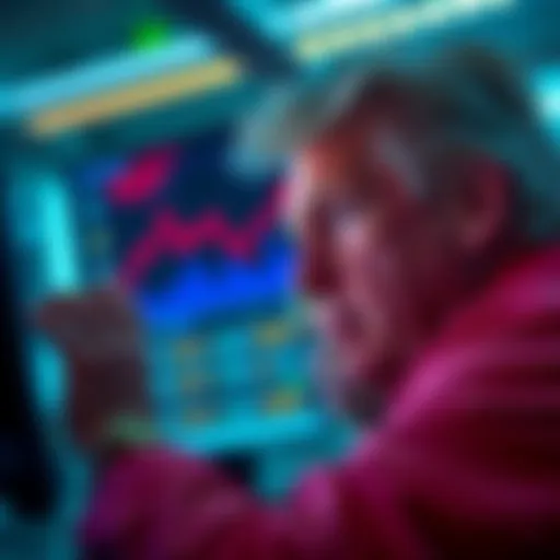 An investor looking at a screen displaying a significant drop in TRUMP meme coin value, with dollar signs around and a thoughtful expression.