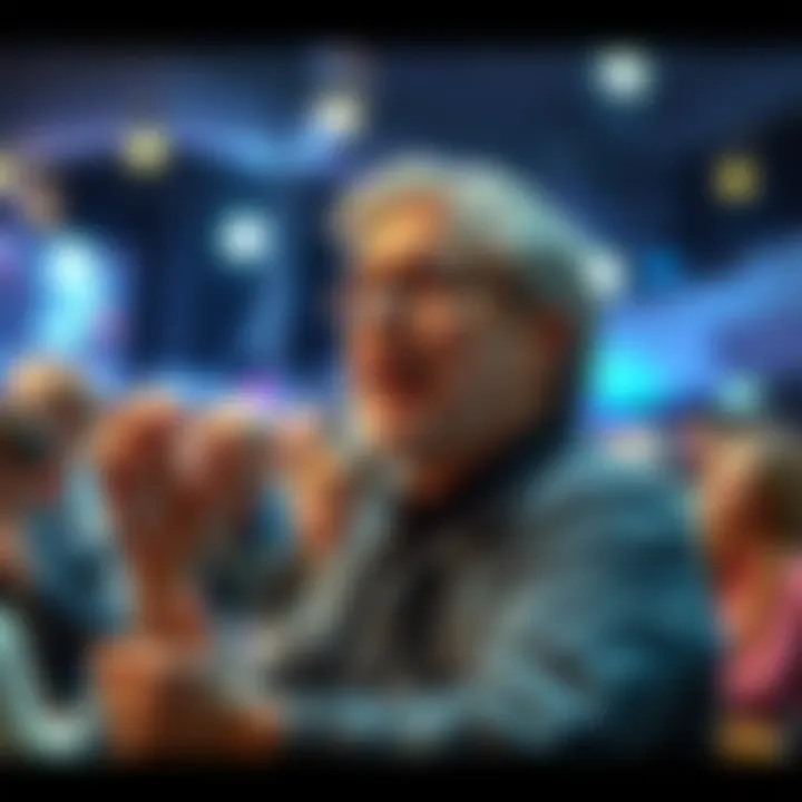 Jan from OpenMind speaks passionately about the importance of the Pi token in front of an engaged crowd, highlighting his previous discussions on the topic.
