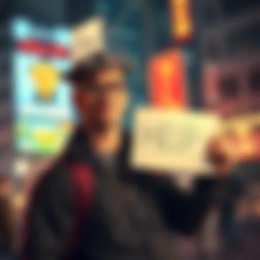 A former social media manager looking for job opportunities in crypto while holding a sign for help