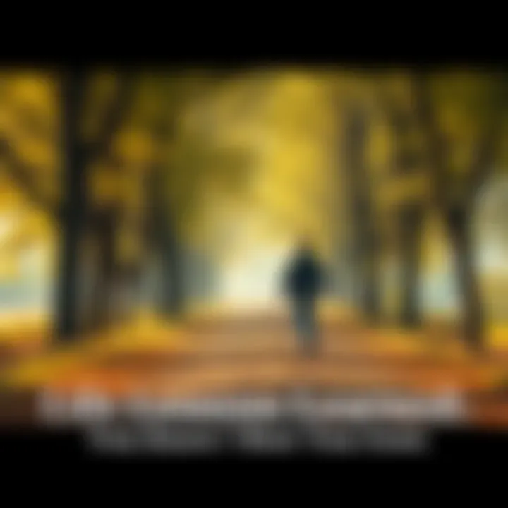 A person walking along a path surrounded by trees, reflecting on life's lessons.