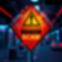 A warning sign symbolizing the risks of using JumpTask, with money disappearing.