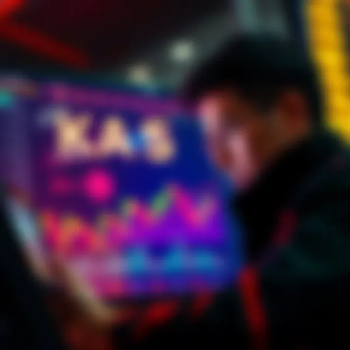 An investor looking at a chart showing KAS price movement while contemplating whether to exit or hold.
