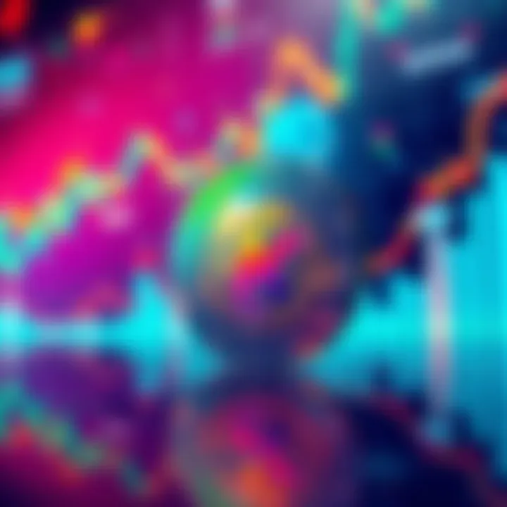 Illustration of a digital coin symbolizing Kaspa (KAS), set against a vibrant background with upward trends in a cryptocurrency market chart.