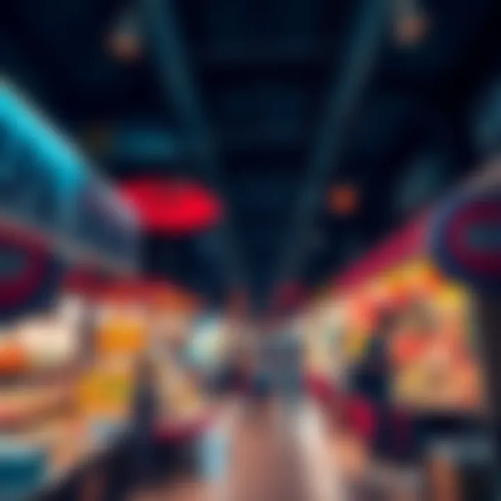 A lively Kaspa market with people engaging, booths filled with colorful goods, and a sense of community atmosphere.
