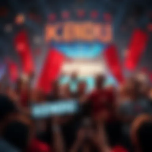 A group of people celebrating the launch of the KENDU memecoin with banners and tokens, showcasing excitement and community spirit.