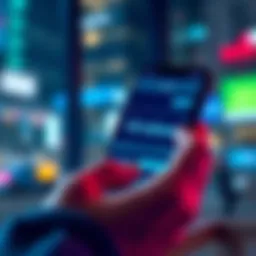 A person checking a financial app on their smartphone with a logo of Kraken on screen