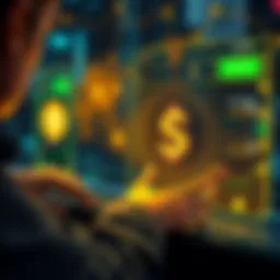 A user interacting with a digital platform for crypto swapping, showing coins and no identity verification process, symbolizing privacy and speed.