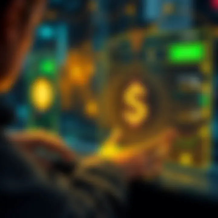 A user interacting with a digital platform for crypto swapping, showing coins and no identity verification process, symbolizing privacy and speed.
