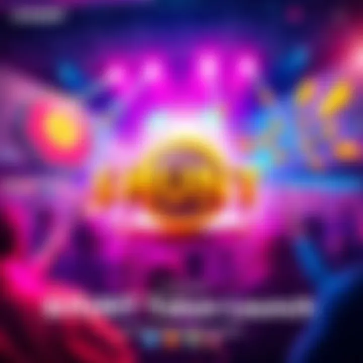 A vibrant graphic showcasing the launch event of the $HUNT token with elements representing community engagement and gaming excitement.