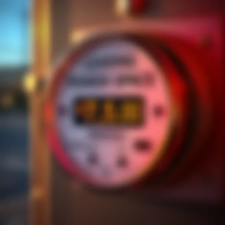 A close-up view of a power meter with a leasing sign in Midland, TX, highlighting the $7,500 monthly offer for miners. 