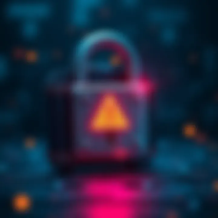 A visual representation of a locked Ledger wallet with a warning symbol, indicating a security breach affecting customers.