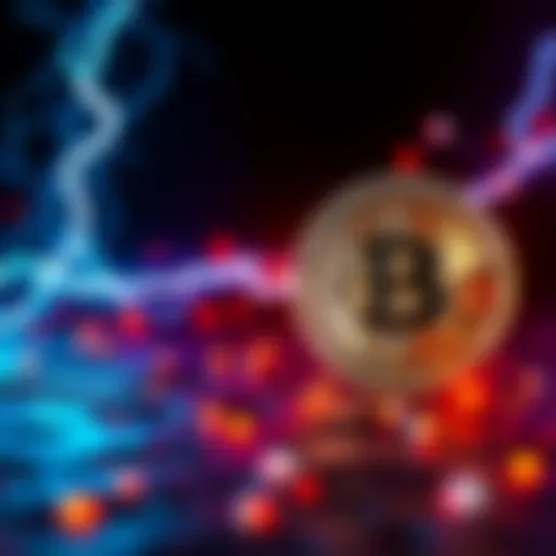 A visual comparison of Lightning Network and Bitcoin blockchain for transactions, highlighting efficiency, speed, and cost.