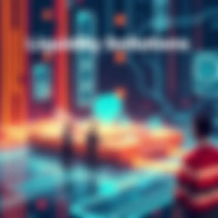 Illustration showing a digital platform with users creating liquidity pools for new DeFi assets easily and quickly.