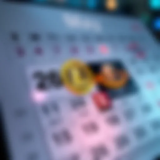 Calendar highlighting May 26 and May 29-30 with Litecoin logo and event icons