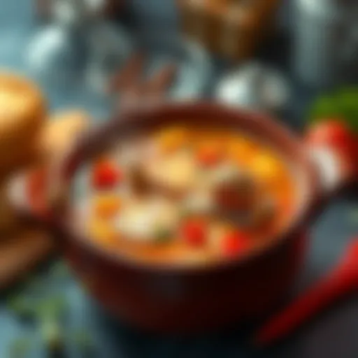 A creative representation of a pot of soup with Litecoin symbols and playful snail characters, illustrating the connection between cryptocurrency and culinary trends.