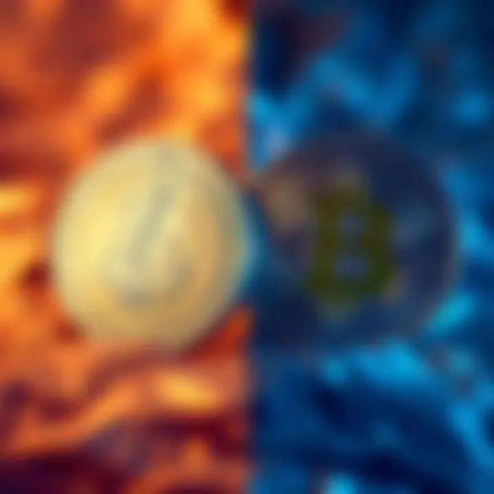 A side-by-side comparison of Litecoin's privacy features and Bitcoin's transparency, featuring logos of both cryptocurrencies