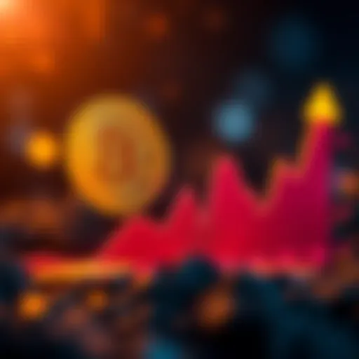A graph showing the fluctuating price of DOGE over five years with a small dollar sign in the corner, representing minimal investment.