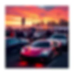 A vibrant community of car enthusiasts gathered around luxury vehicles, showcasing the spirit of $POWSCHE.