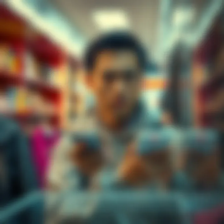 A person looking frustrated while using a phone in a store, highlighting issues with anti-harassment features not working.