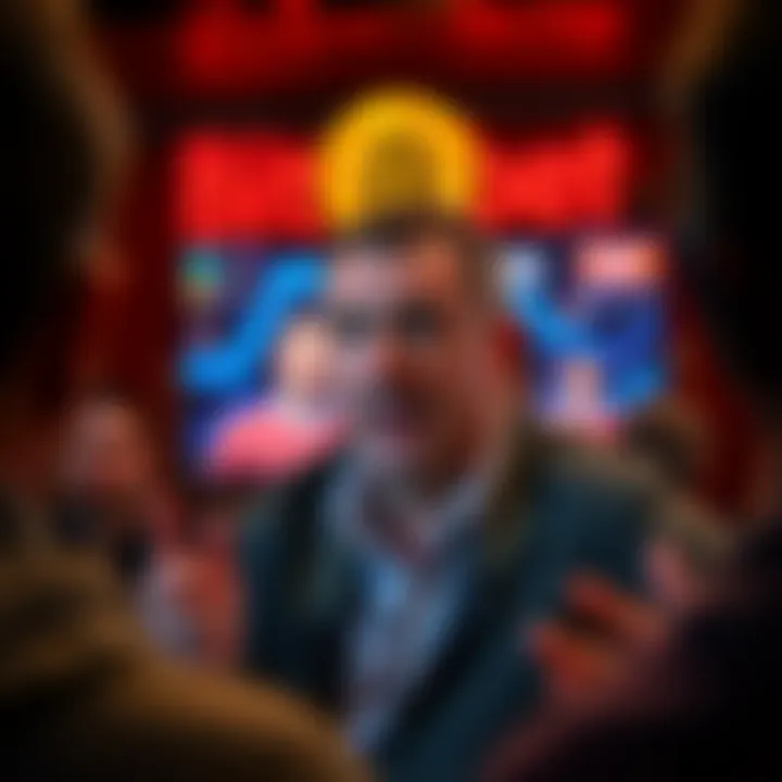 A man with an animated expression talks about Bitcoin on a live video stream, capturing the attention of an online audience.