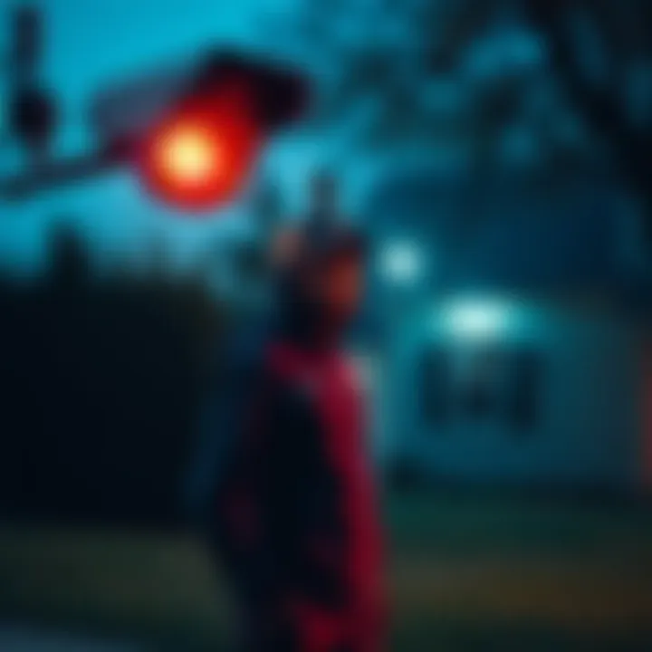 A man caught on surveillance camera trespassing on a yard with no trespassing signs visible