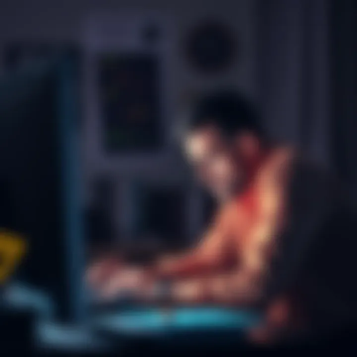 A man sitting at a desk, looking at his computer screen with a worried expression, reflecting on his lost Monero wallet funds.