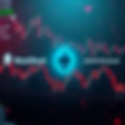 A graph showing ETH price decline with logos of BlackRock and Grayscale in the background, symbolizing their withdrawal from ETF plans