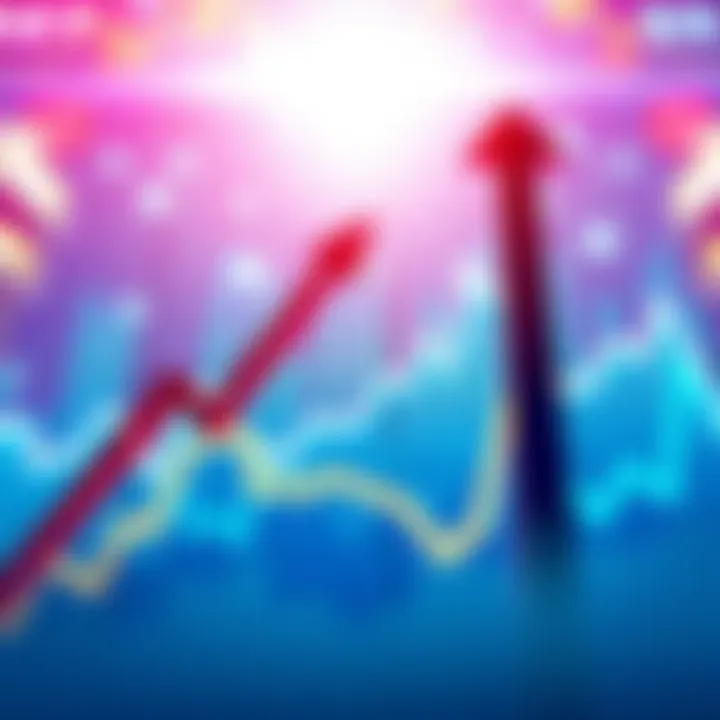 Graph showing rising market values with upward arrows and a bright background