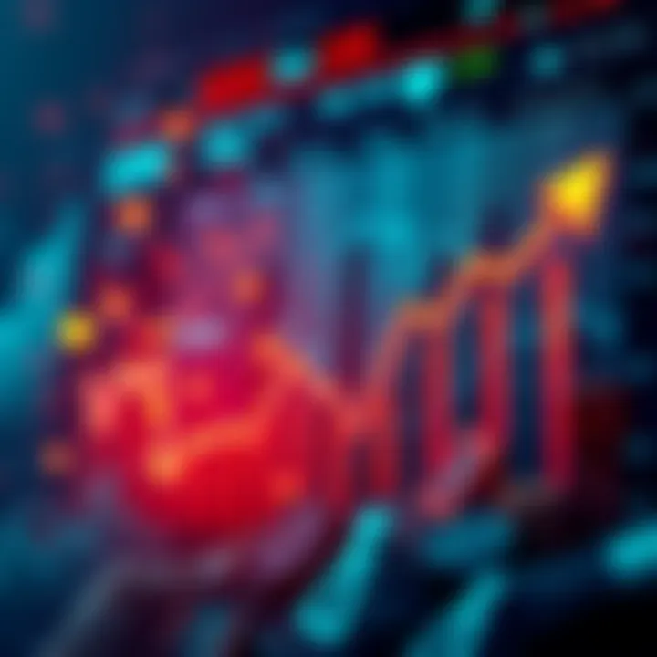 A graph showing rising interest rates with financial symbols around, indicating market reactions.