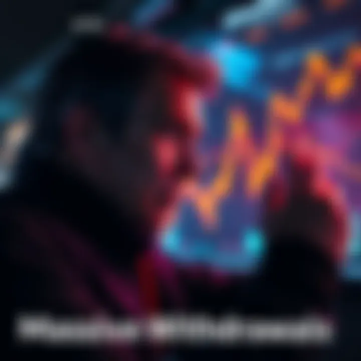 A worried investor looking at stock market charts with falling lines, signaling major withdrawals.