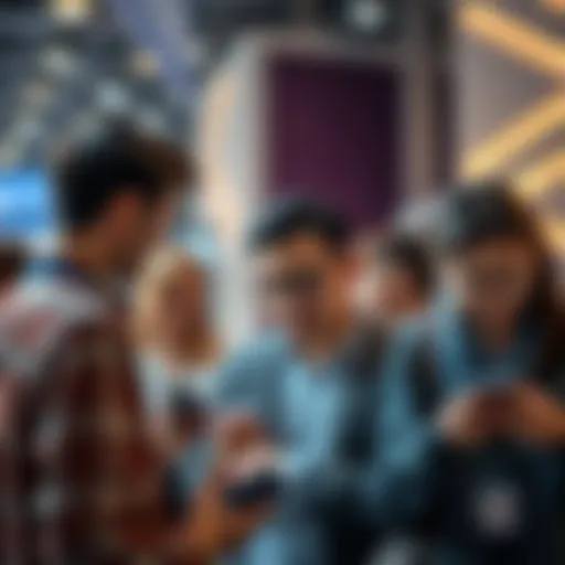 A group of people engaged in a conversation about mass reporting on their devices in a forum setting
