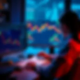 A person analyzing charts and altcoins on a computer, planning a medium risk investment portfolio.